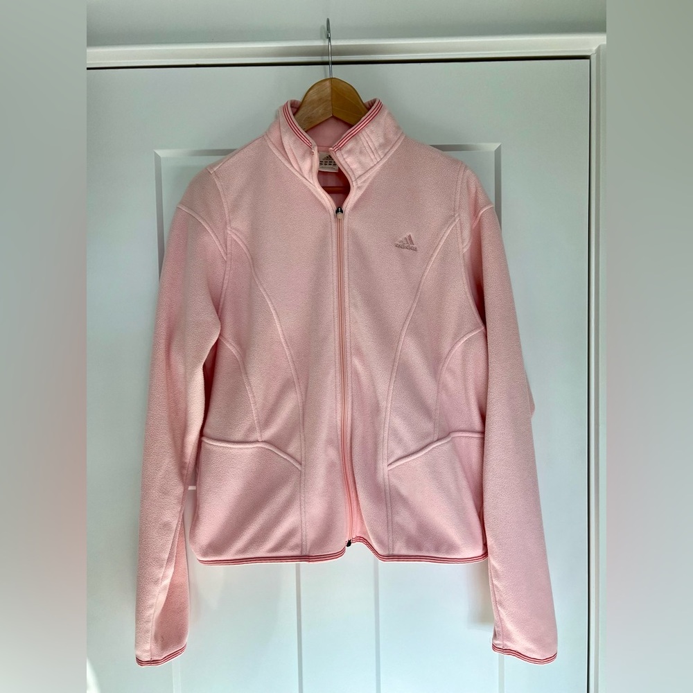 Adidas Fleece Zip Jacket Baby Pink. Size XL. Soft and Warm🍻❤️